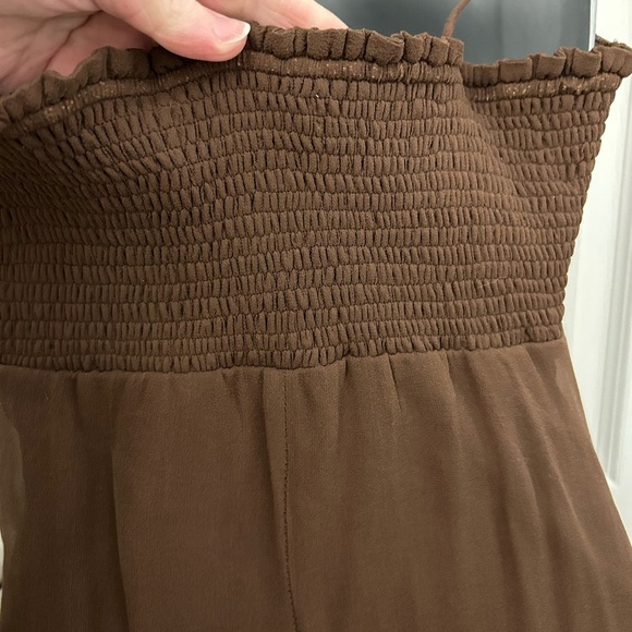 Brown, Silk Dress with Spaghetti Straps and Sequins, Sz 10 - Picture 9 of 12